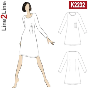 Line2Line snitmønster - K2232 Kjole med tre læg i tajlen